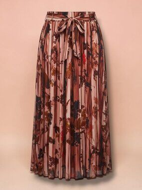 Love & Piece Floral Pleated Autumn Midi Skirt